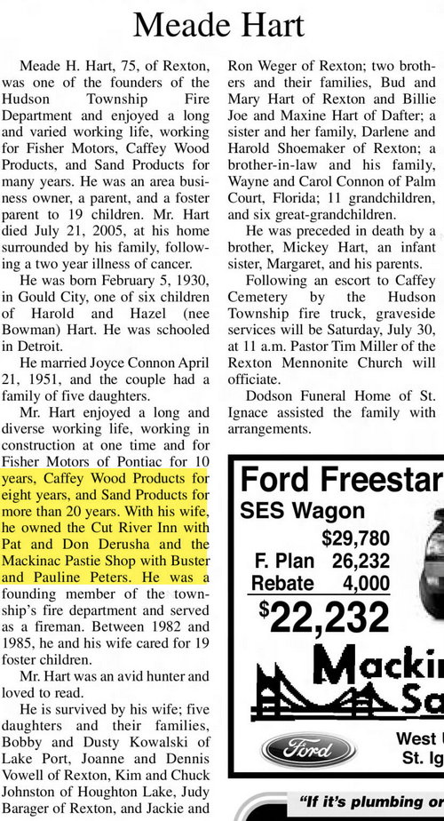 Cut River Inn (Fishers Bar and Restaurant, Callihans) - Jul 28 2005 Article
